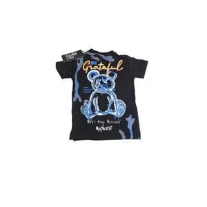 Evolution In Design Kids Black Streetwear Teddy Bear Graphic T-Shirt Size 2T NWT